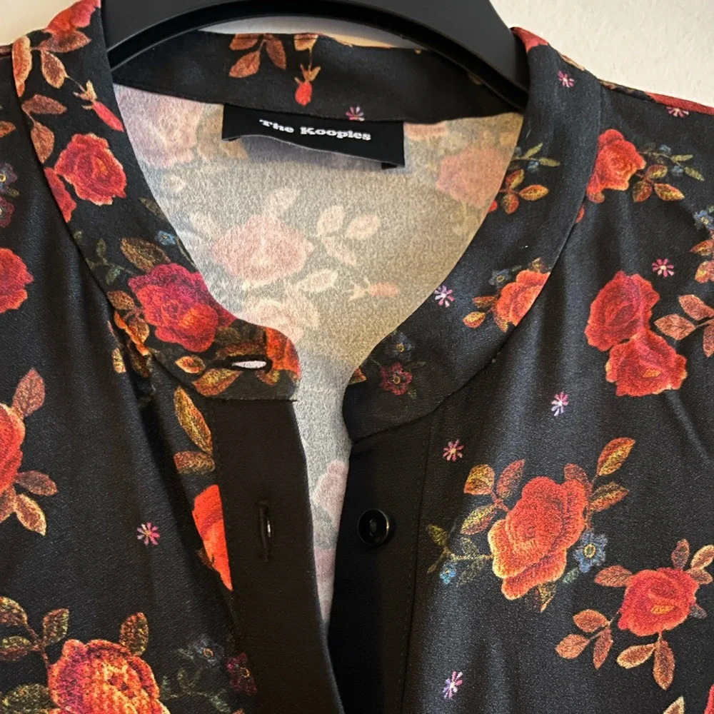 The Kooples Rose Floral Pleated Dress Skull And Crossbones Buttondown Dress - Picture 4 of 7